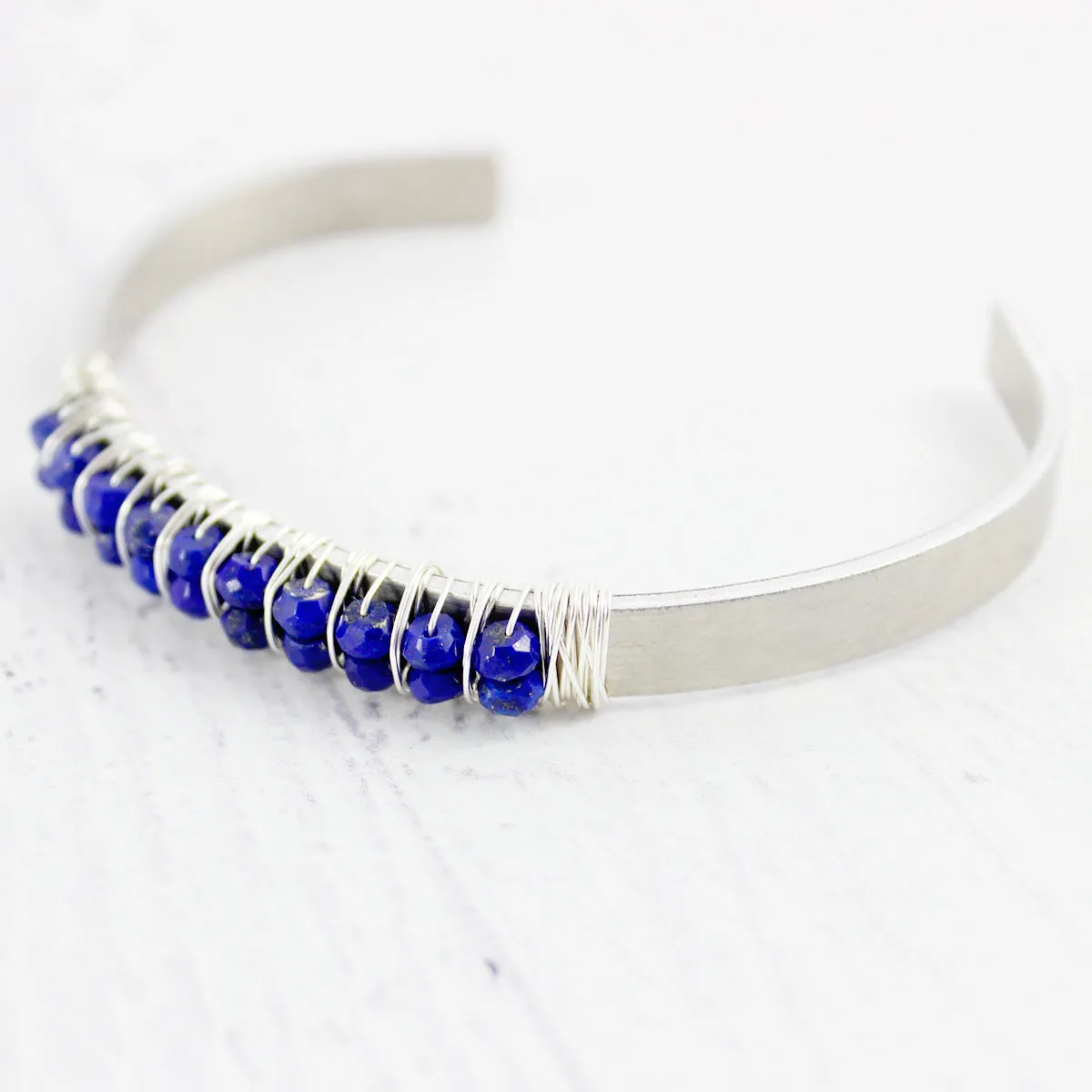 Blue Lapis Lazuli Silver Cuff Bracelet