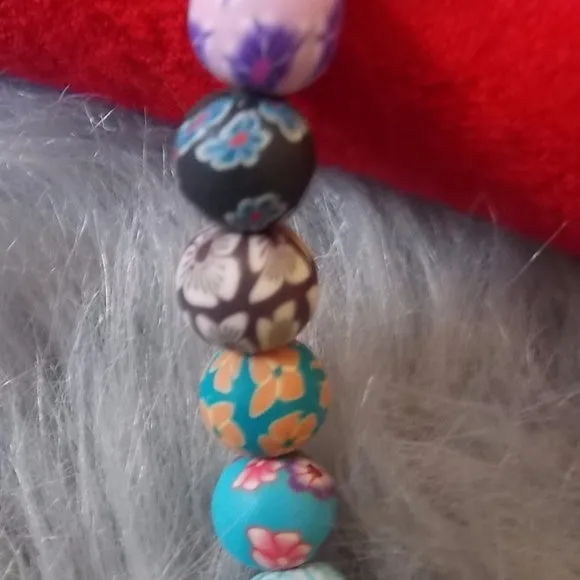 Bohemian Style polymer clay beads necklace pendant