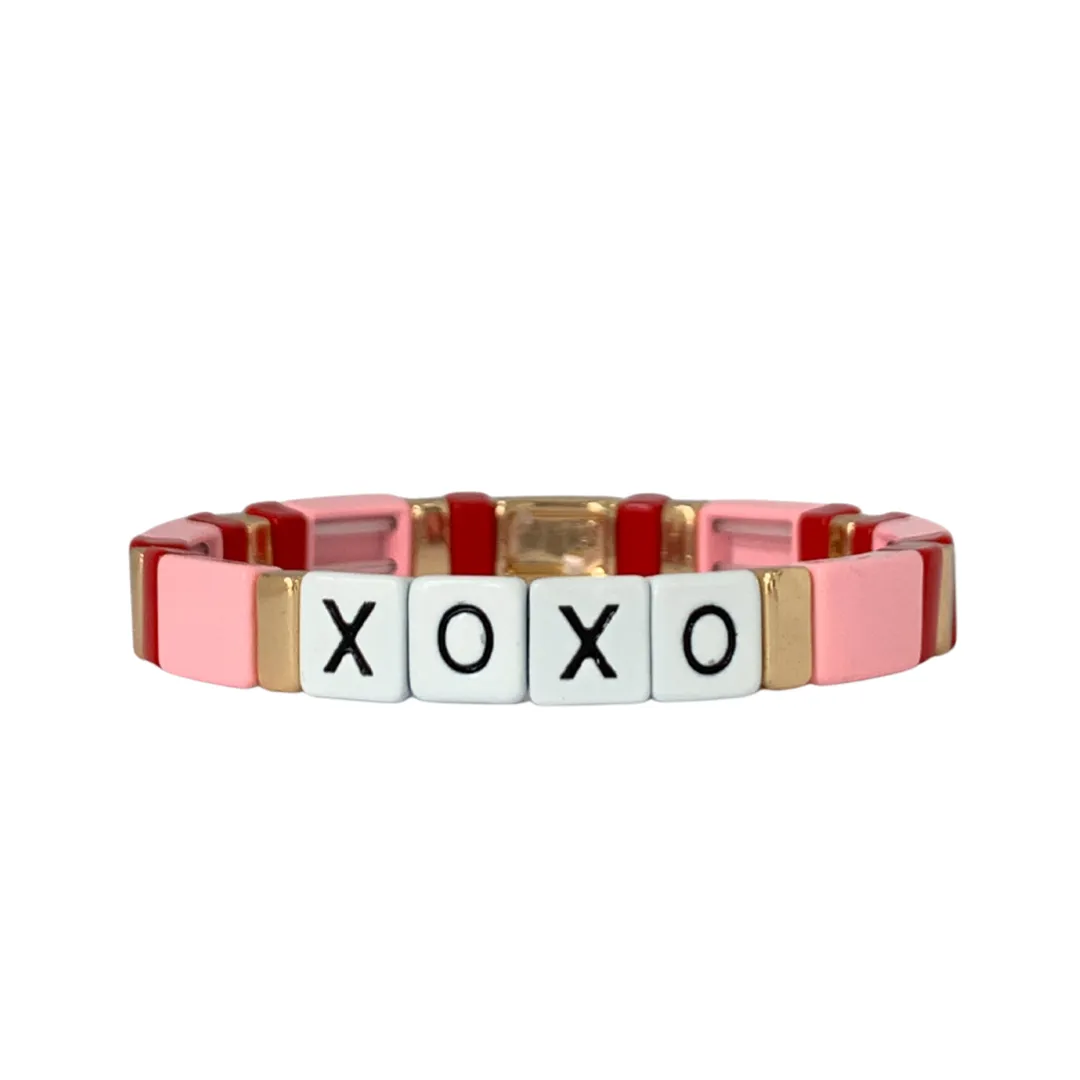 Boho XOXO Tile Bracelet | Pinks