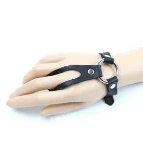 Bondage Leather Ring Wristband