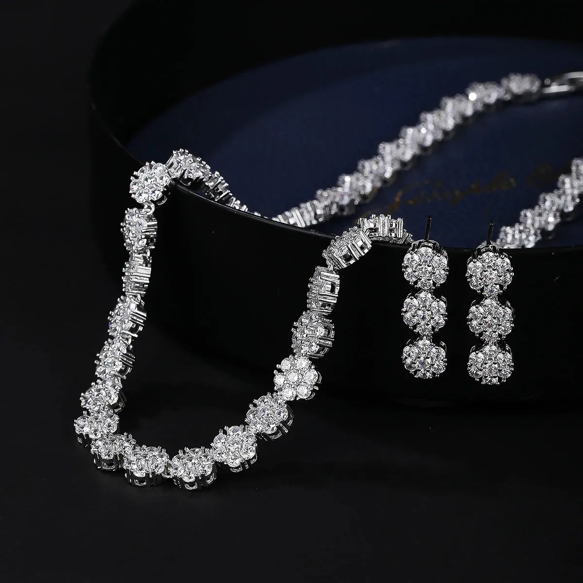 Bridal Jewelry CZ Crystal Necklace and Earring Set, Suitable For Wedding Dinner, Girlfriend Gift, Free Shipping CN10269