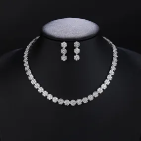 Bridal Jewelry CZ Crystal Necklace and Earring Set, Suitable For Wedding Dinner, Girlfriend Gift, Free Shipping CN10269