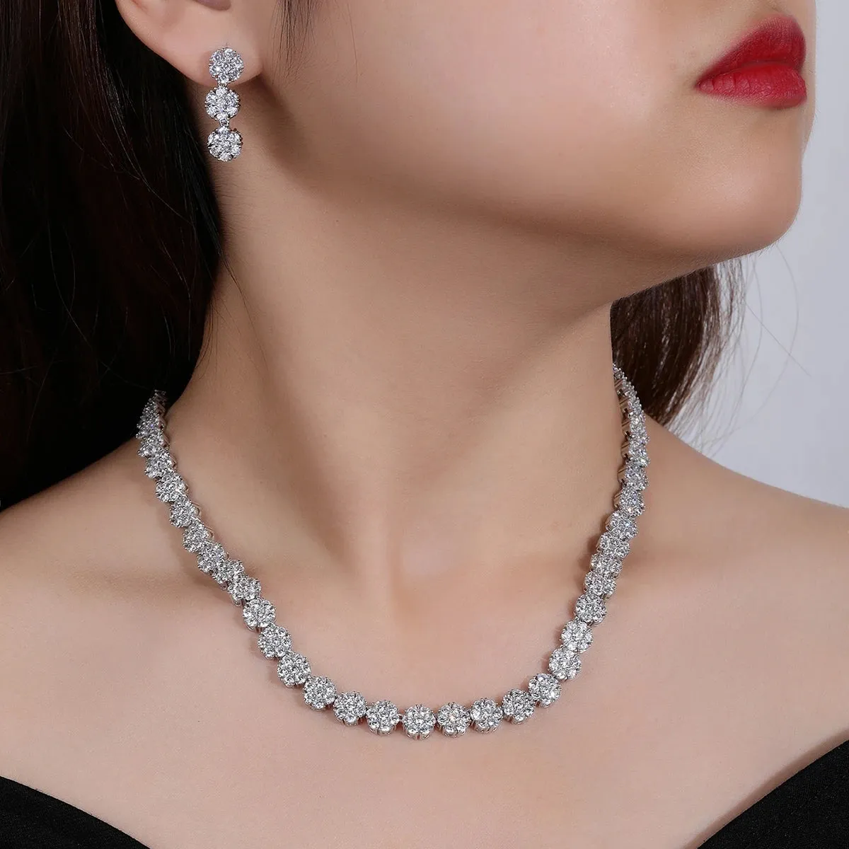 Bridal Jewelry CZ Crystal Necklace and Earring Set, Suitable For Wedding Dinner, Girlfriend Gift, Free Shipping CN10269