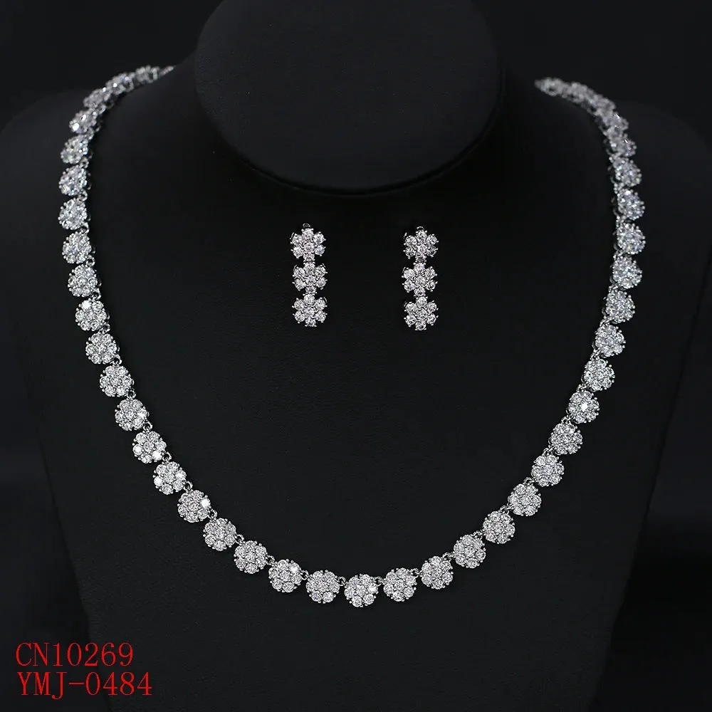 Bridal Jewelry CZ Crystal Necklace and Earring Set, Suitable For Wedding Dinner, Girlfriend Gift, Free Shipping CN10269