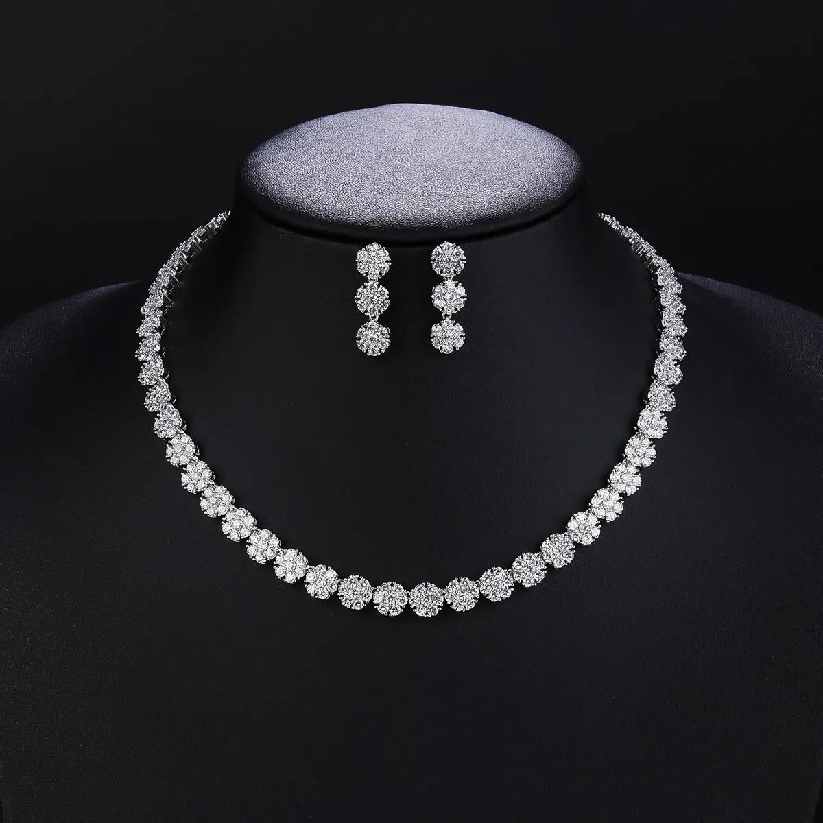 Bridal Jewelry CZ Crystal Necklace and Earring Set, Suitable For Wedding Dinner, Girlfriend Gift, Free Shipping CN10269