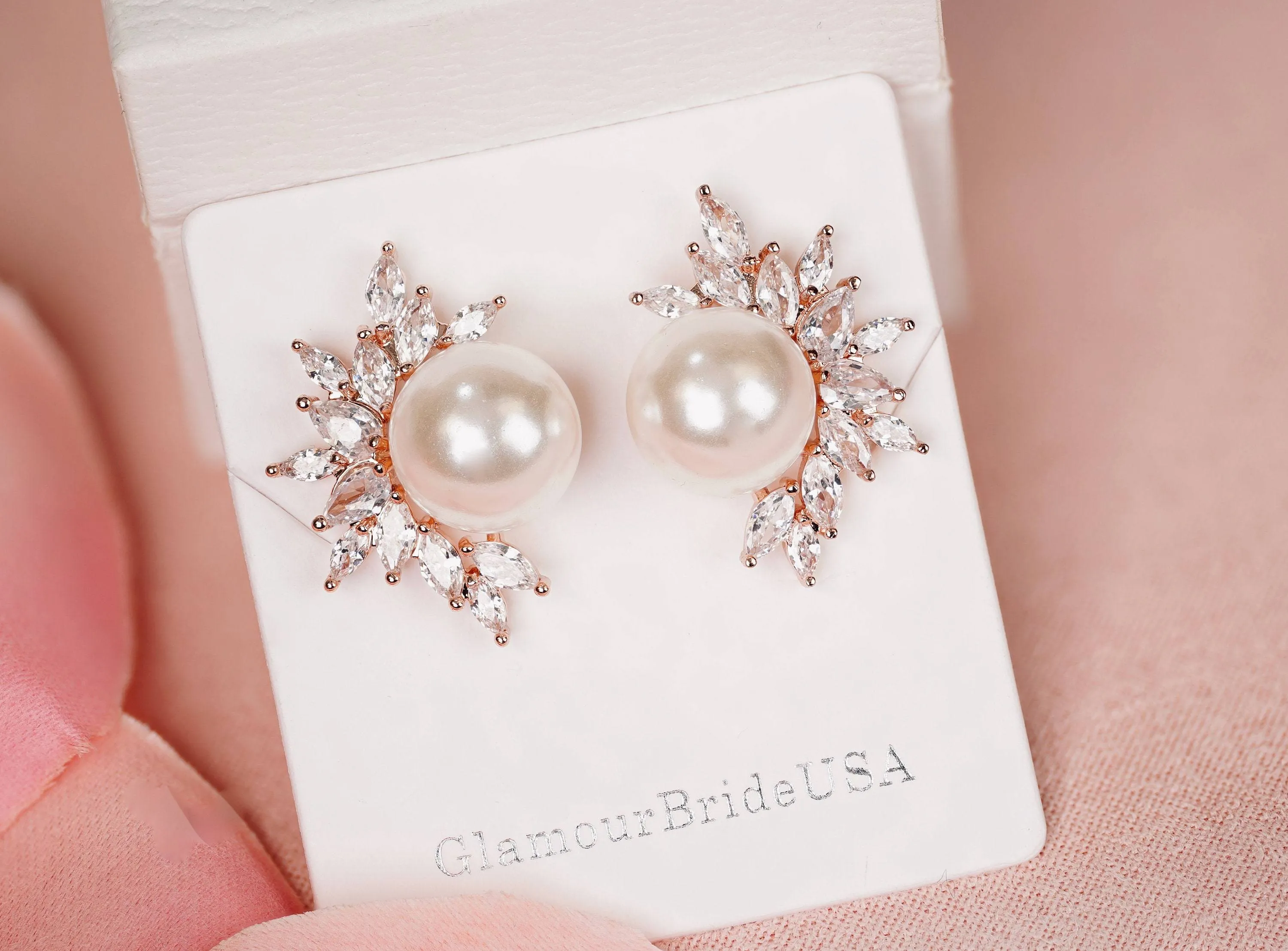 Bridal Pearl Stud Earrings - Samantha