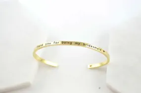 Bridesmaid Gifts,Bangle Bracelet,Dainty Bracelet, Best Friend Cuff,Bracelets for Women, Engraved Bracelet, Bridesmaid Proposal,Gold Bracelet