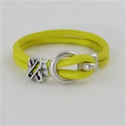 Bright Yellow Awareness Leather Cord Bracelet