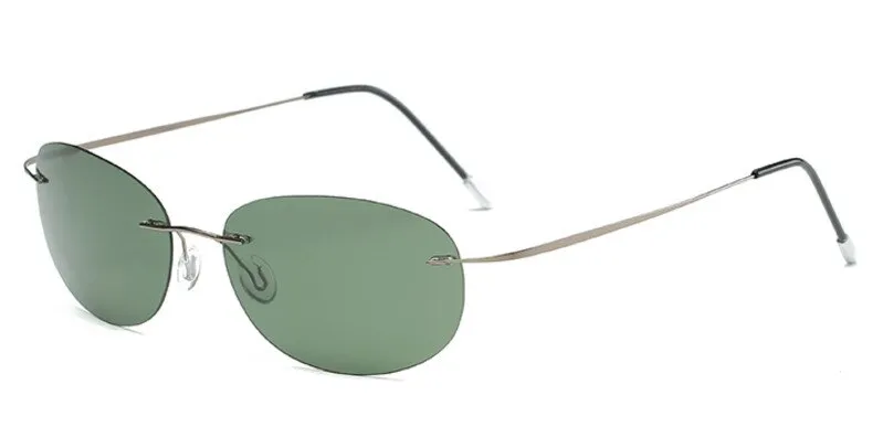 Brightzone Men's Rimless Rectangle Polarized Titanium Sunglasses