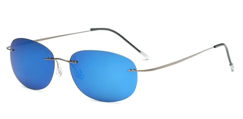 Brightzone Men's Rimless Rectangle Polarized Titanium Sunglasses