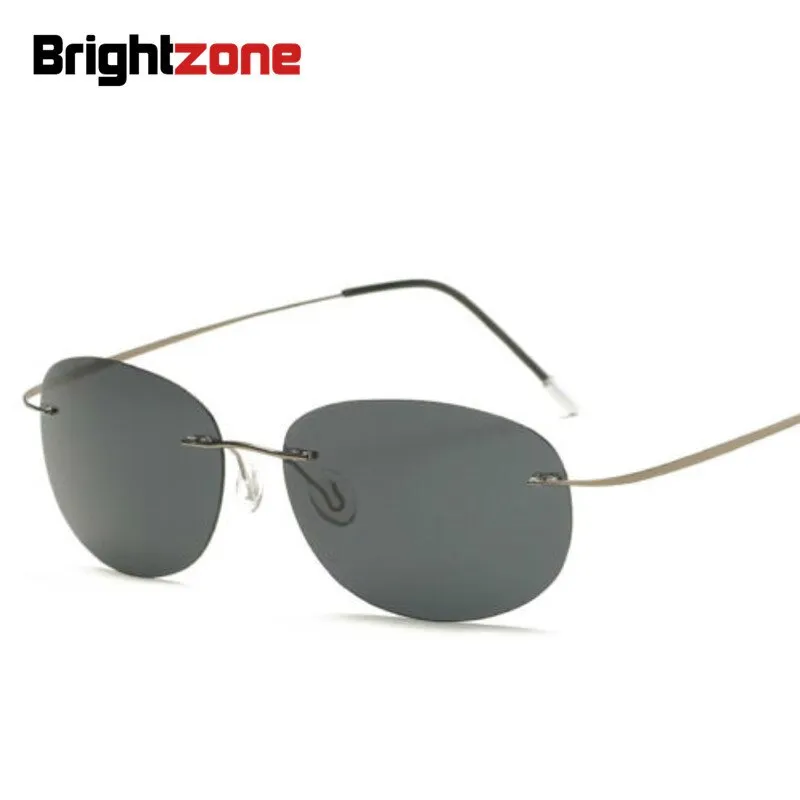 Brightzone Men's Rimless Rectangle Polarized Titanium Sunglasses