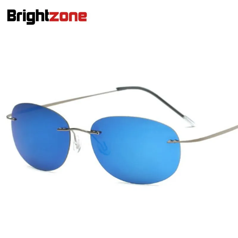 Brightzone Men's Rimless Rectangle Polarized Titanium Sunglasses