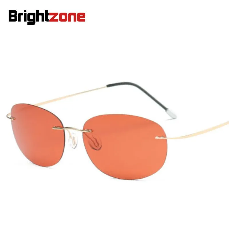 Brightzone Men's Rimless Rectangle Polarized Titanium Sunglasses