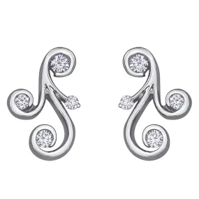 Canadian Diamond Swirl Stud Earrings