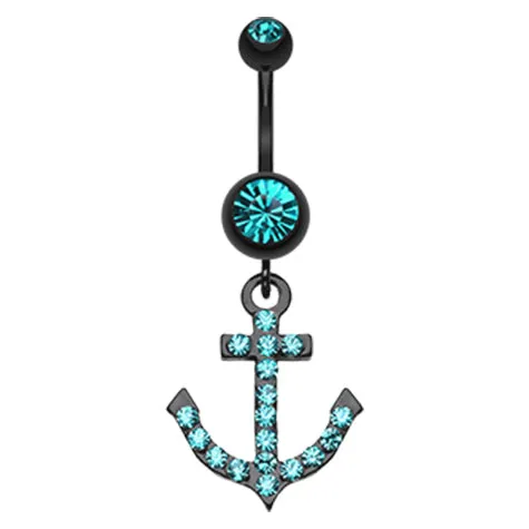 Captain Flatouts Black Diamond Anchor Belly Ring