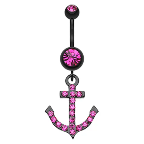 Captain Flatouts Black Diamond Anchor Belly Ring