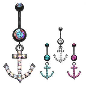 Captain Flatouts Black Diamond Anchor Belly Ring