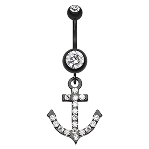 Captain Flatouts Black Diamond Anchor Belly Ring