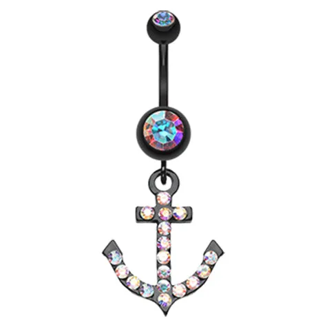 Captain Flatouts Black Diamond Anchor Belly Ring