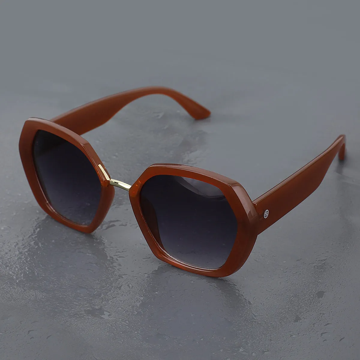 Carlton London Brown & Gold Toned Uv Protected Oversized Sunglasses For Women