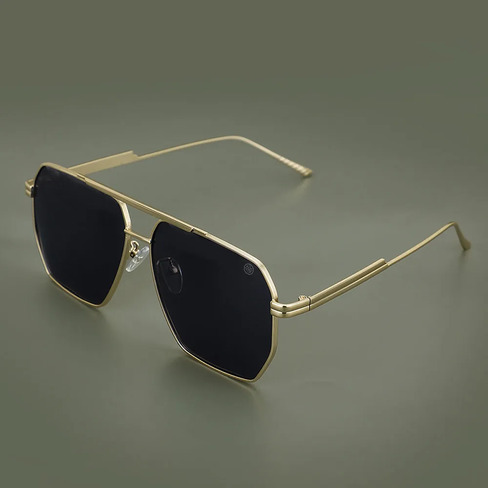 Carlton London Premium Gold Toned Polarised And Uv Protected Lens Rectangle Sunglasses For Men