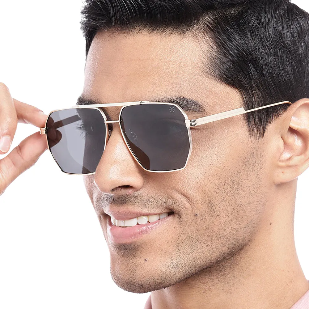 Carlton London Premium Gold Toned Polarised And Uv Protected Lens Rectangle Sunglasses For Men