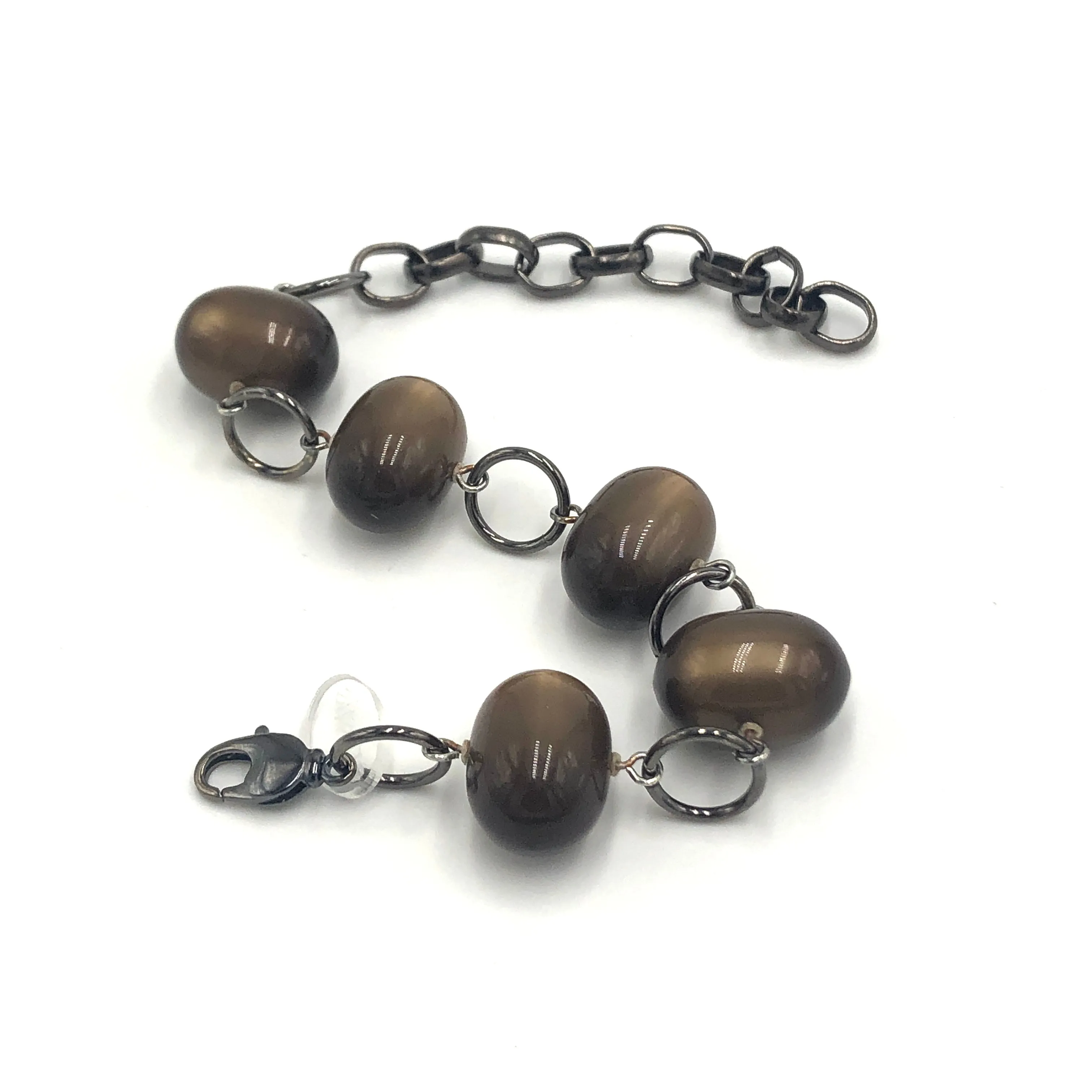 Chocolate Moonglow Oval Stations Bracelet