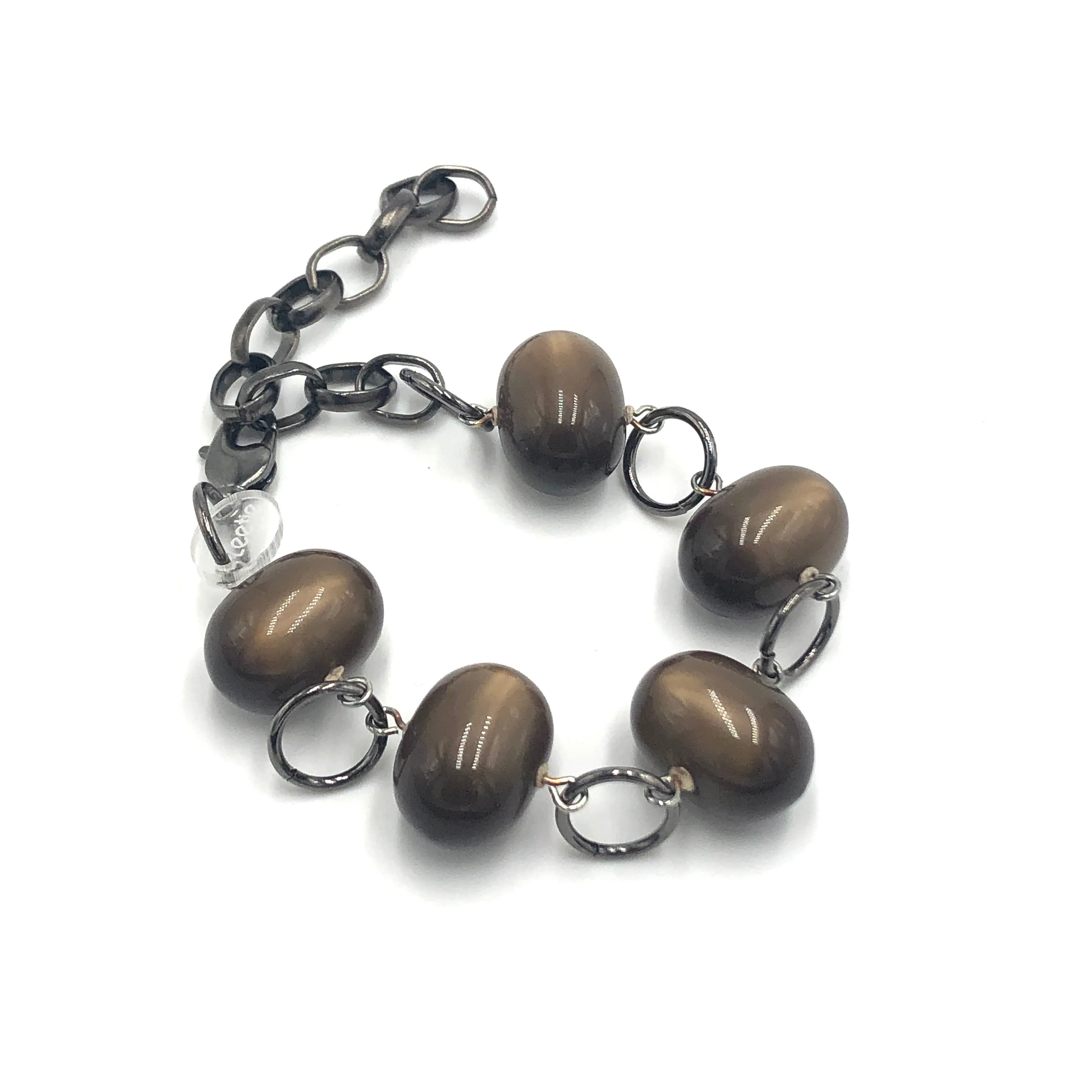 Chocolate Moonglow Oval Stations Bracelet