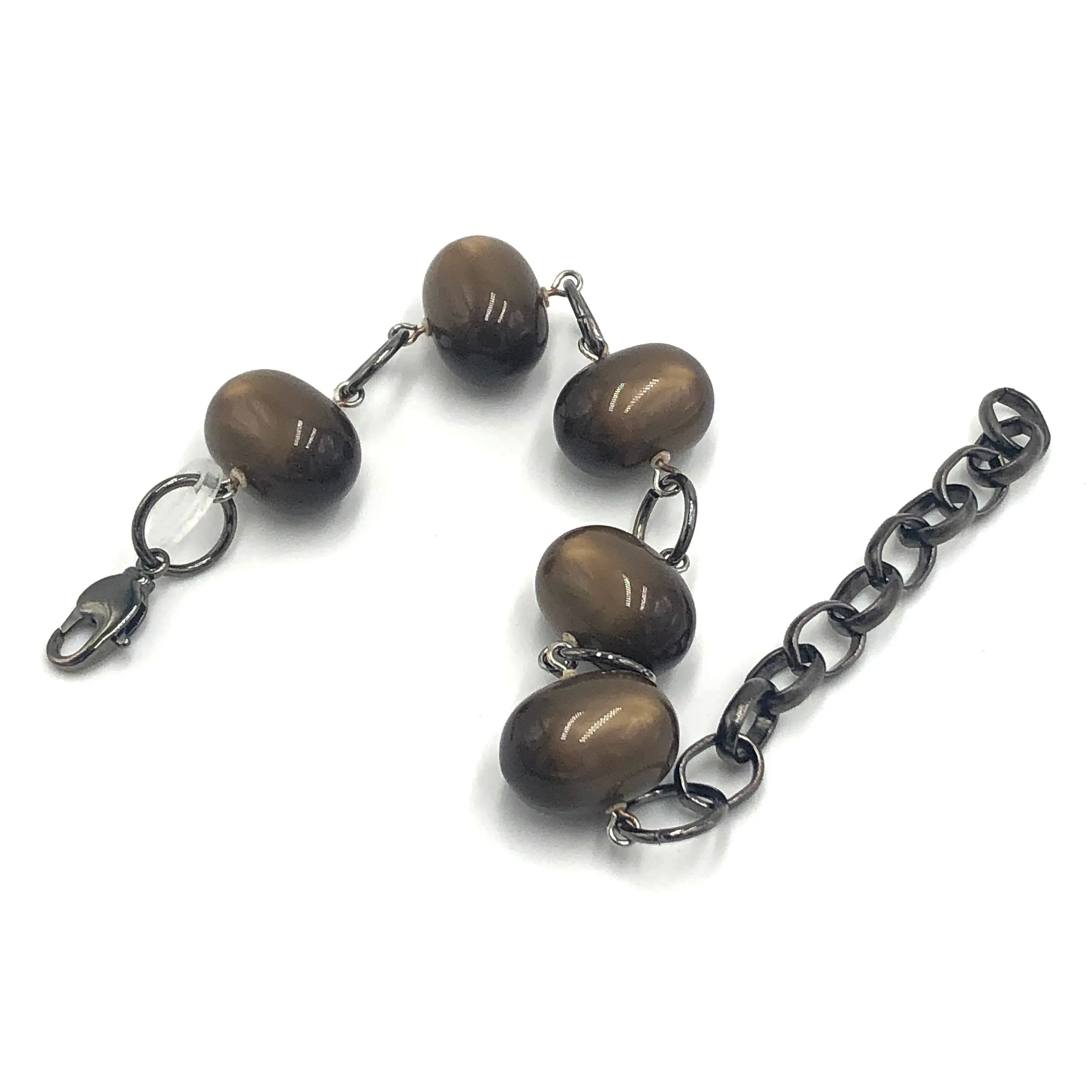 Chocolate Moonglow Oval Stations Bracelet