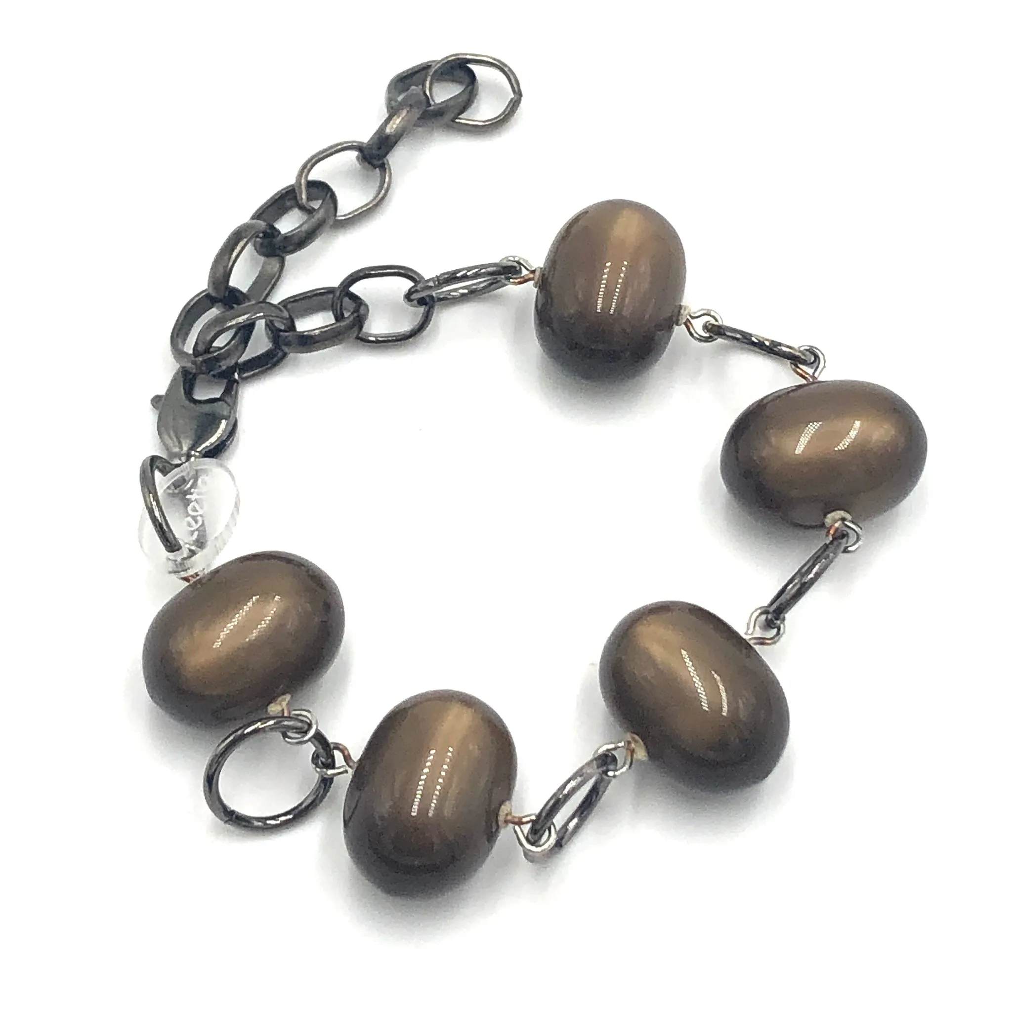 Chocolate Moonglow Oval Stations Bracelet