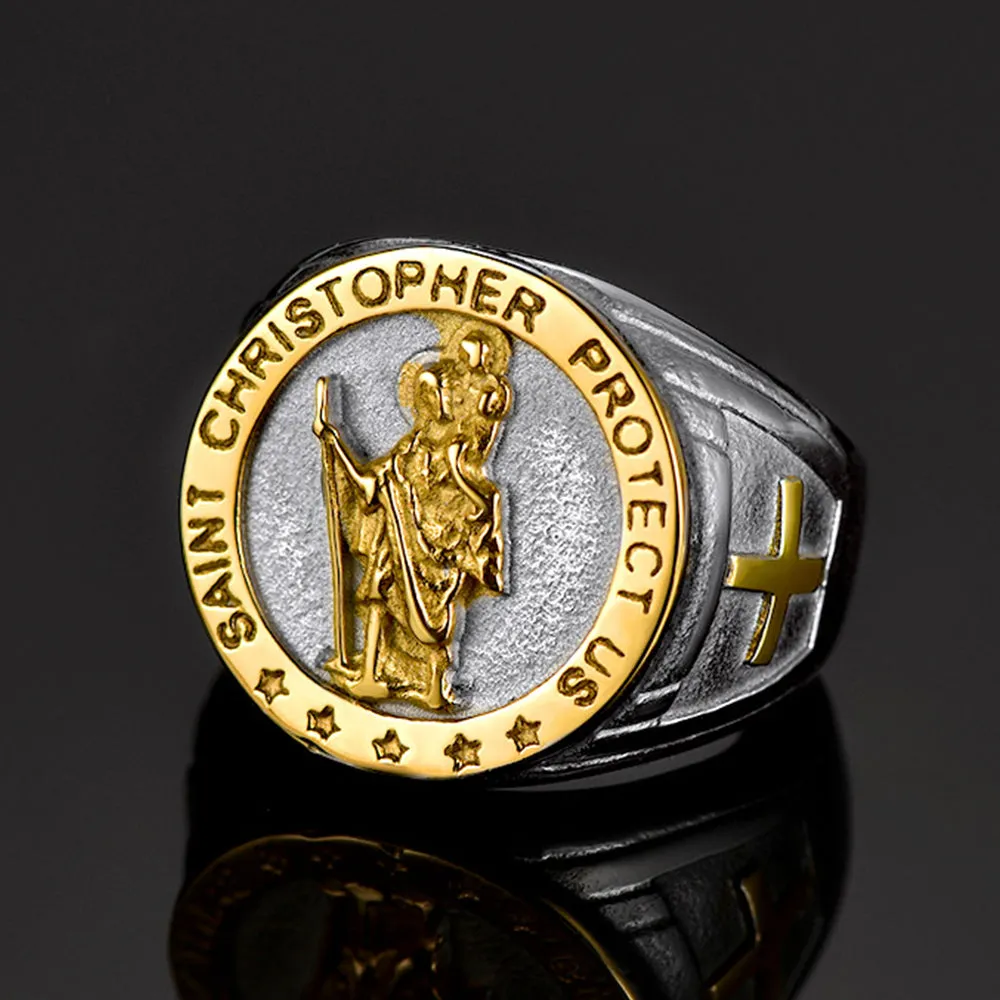 Christian St. Christopher Signet Ring For Men