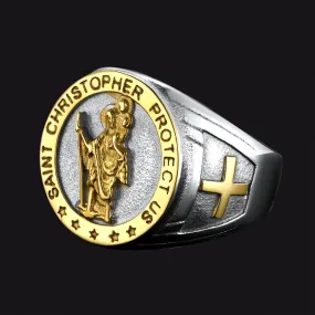 Christian St. Christopher Signet Ring For Men