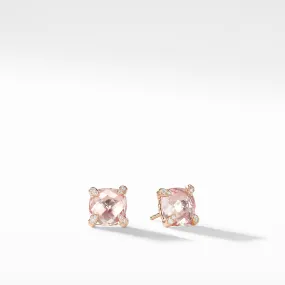 Châtelaine® Stud Earrings with Morganite and Diamonds in 18K Rose Gold, 8mm