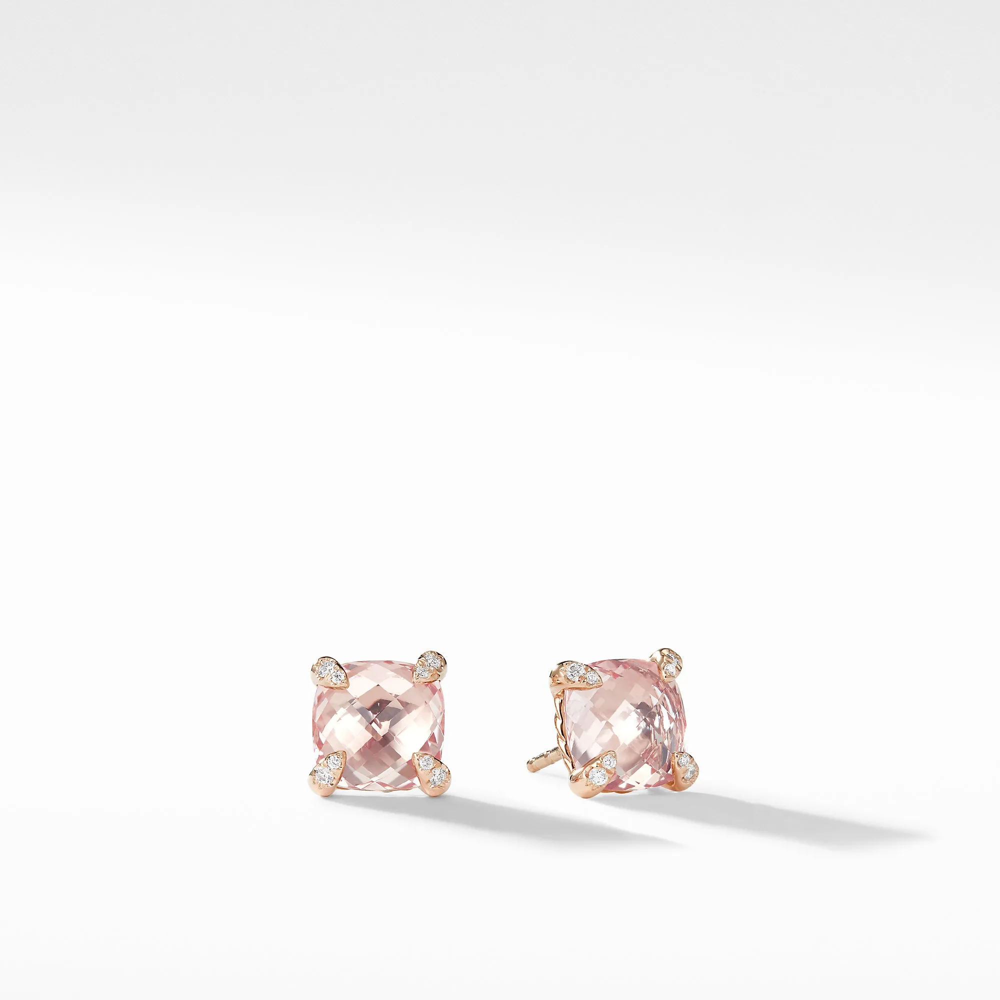 Châtelaine® Stud Earrings with Morganite and Diamonds in 18K Rose Gold, 8mm