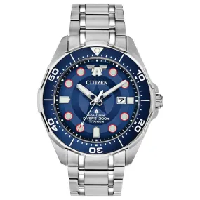 Citizen Men's Eco-Drive Watch - Marvel Blue Dial Silver Tone Bracelet | BN0208-54W