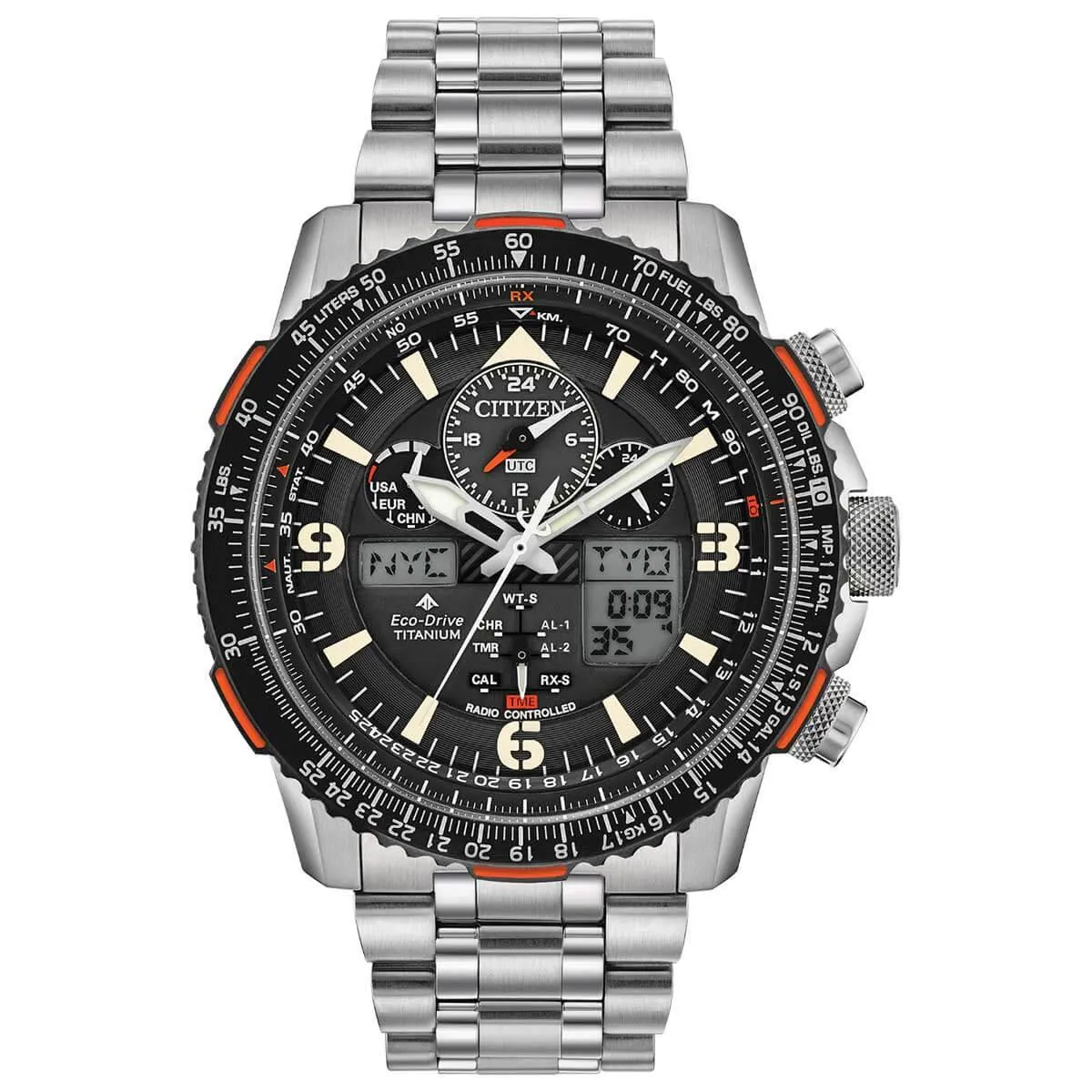 Citizen Men's Eco Drive Watch - Promaster Skyhawk A-T Silver Tone Bracelet | JY8108-53E