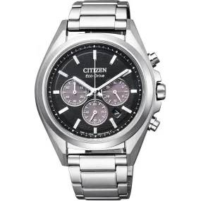 Citizen Men's Watch - Attesa Chrono Black Dial Titanium Bracelet | CA4390-55E