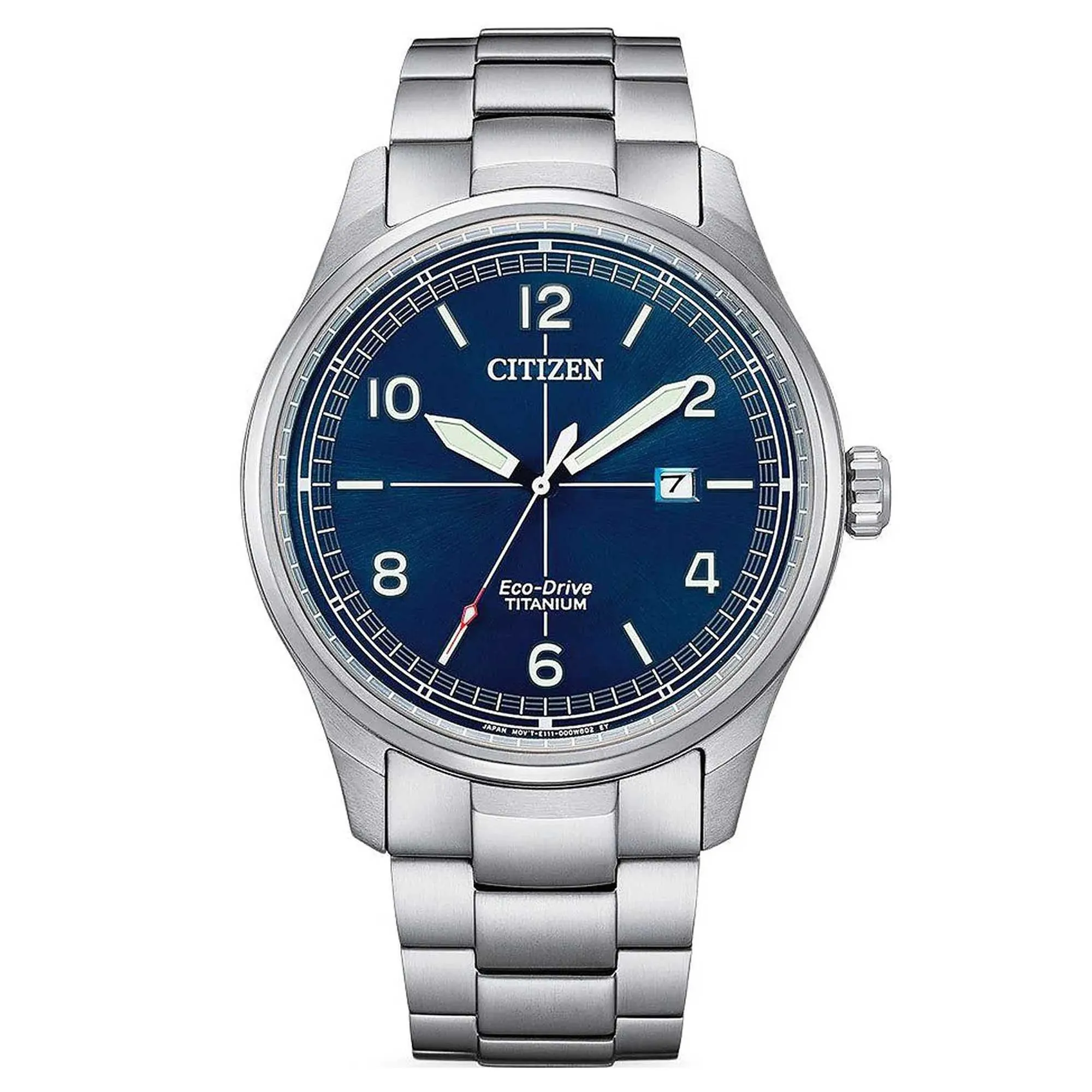 Citizen Men's Watch - Eco-Drive Blue Dial Silver Tone Titanium Bracelet | BM7570-80L