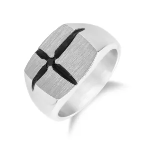 Crossfire Black Stone Signet Ring