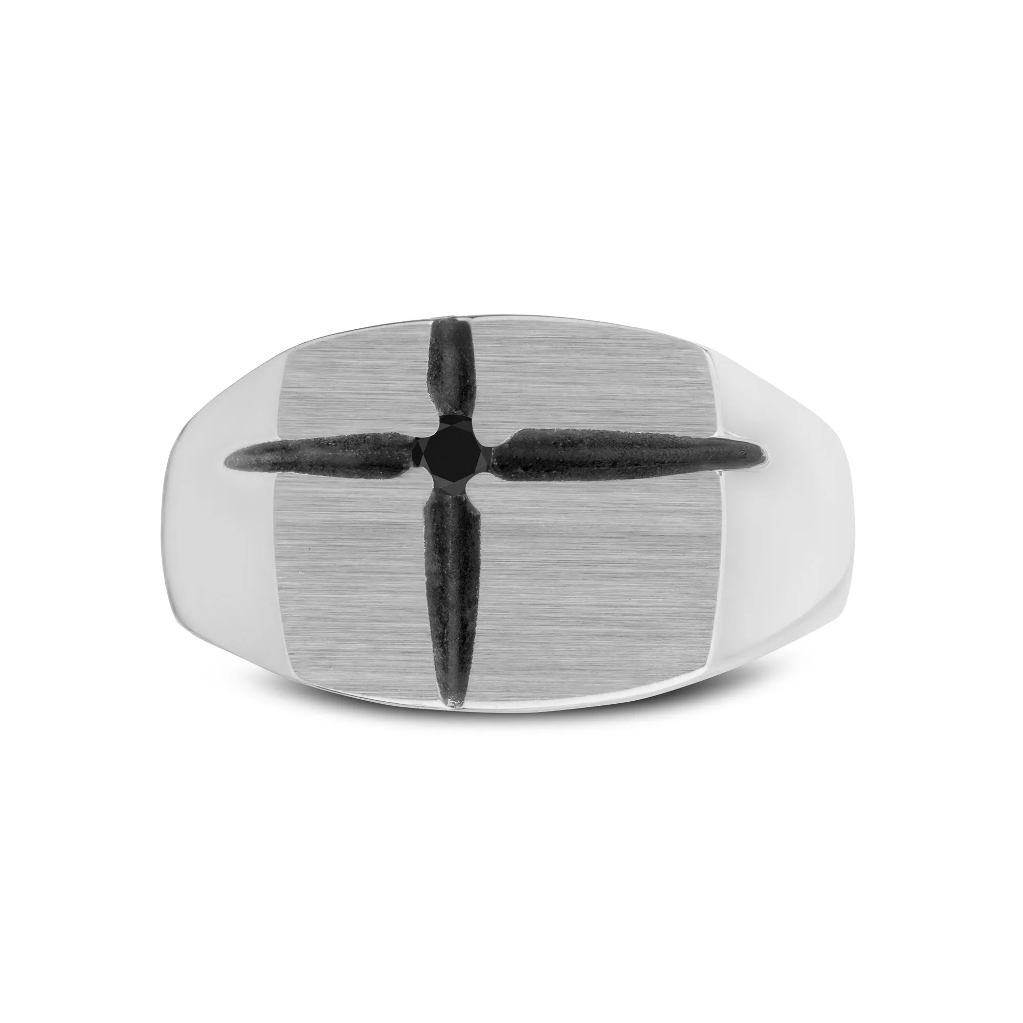 Crossfire Black Stone Signet Ring