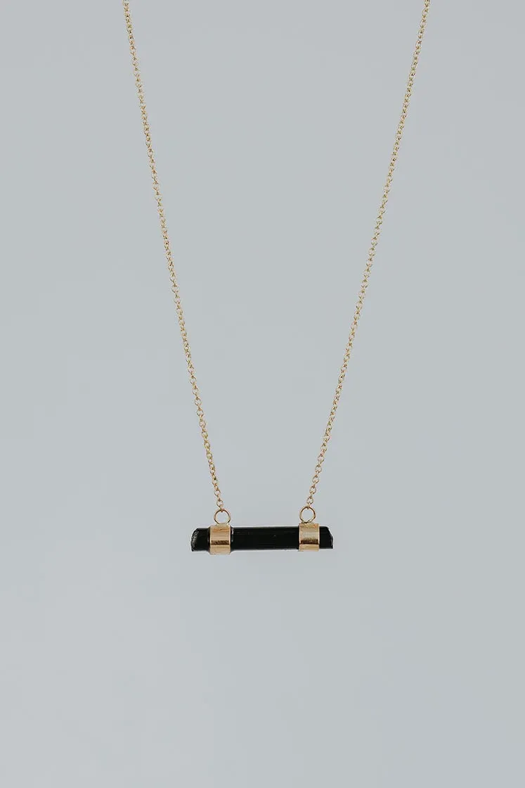 Crystal Bar Necklace - Black Tourmaline