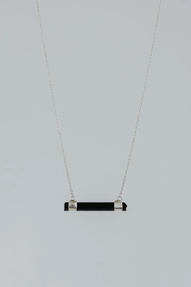 Crystal Bar Necklace - Black Tourmaline