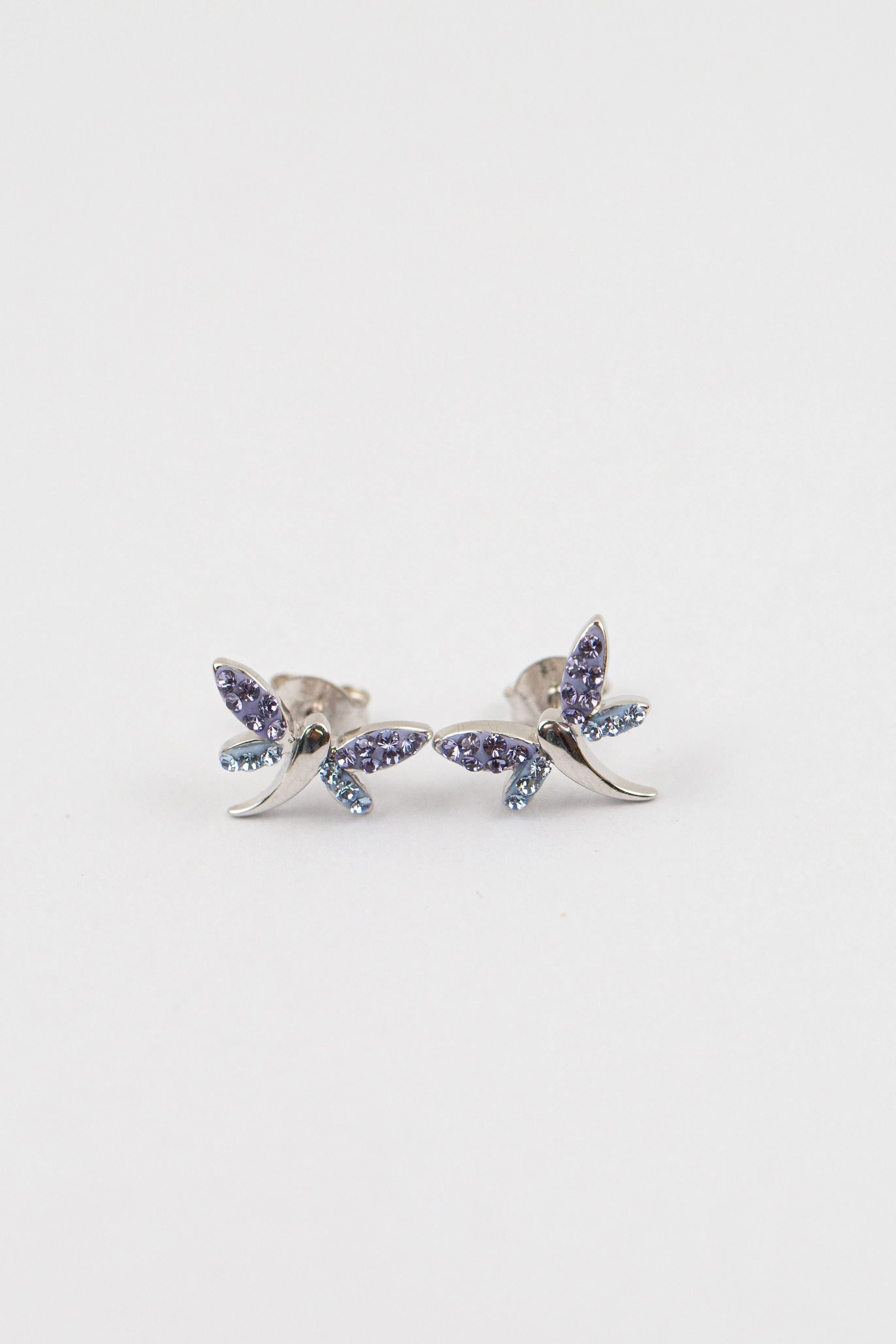 Crystal Dragonfly Silver Stud Earrings