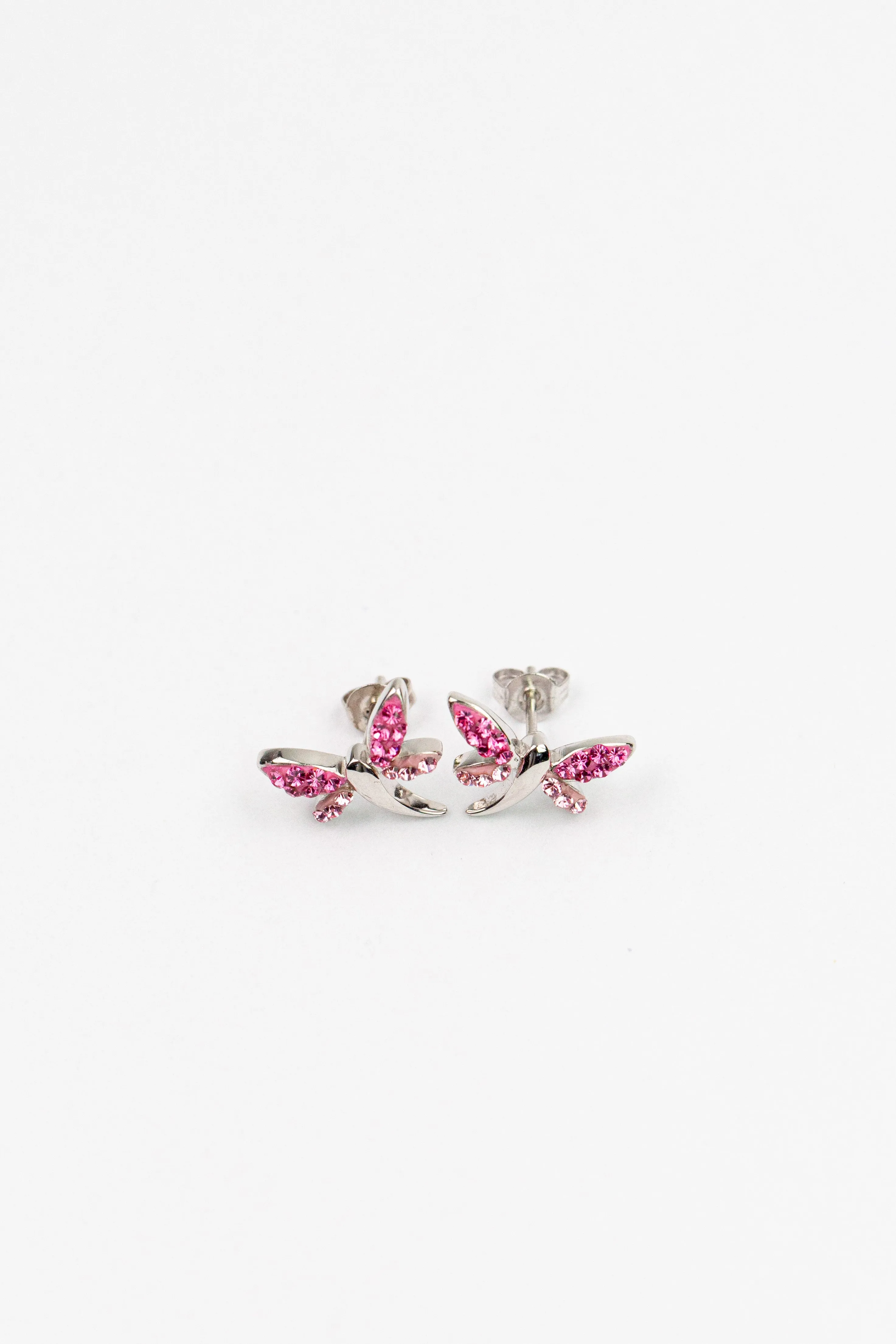 Crystal Dragonfly Silver Stud Earrings