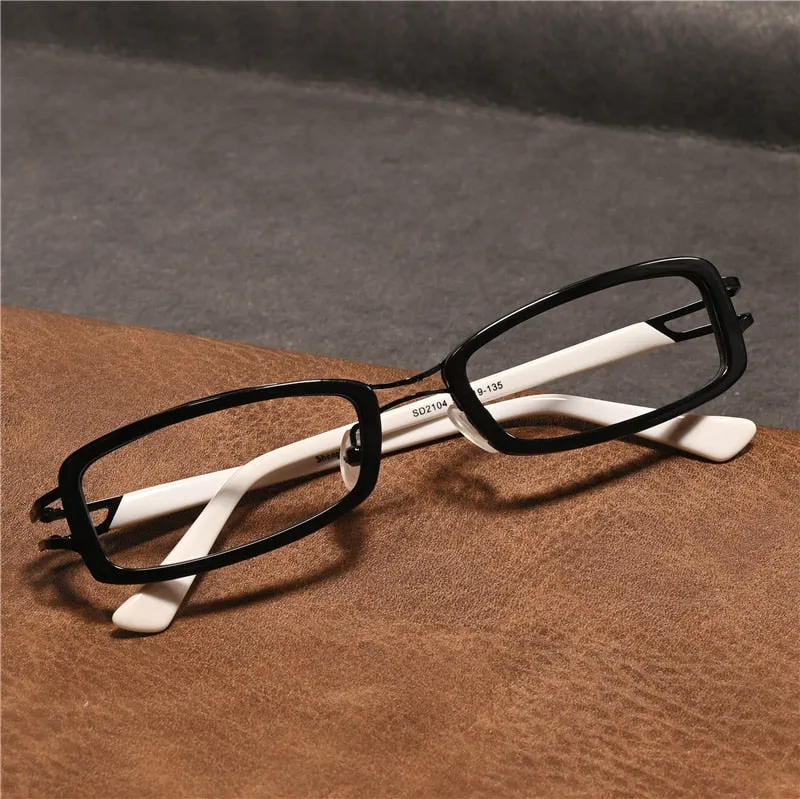 Cubojue Unisex Full Rim Rectangle Tr 90 Titanium Myopic Reading Glasses 2104m