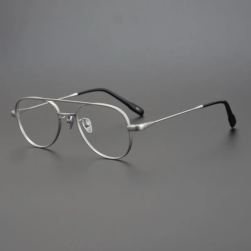 Cubojue Unisex Full Rim Round Double Bridge Titanium Myopic Reading Glasses