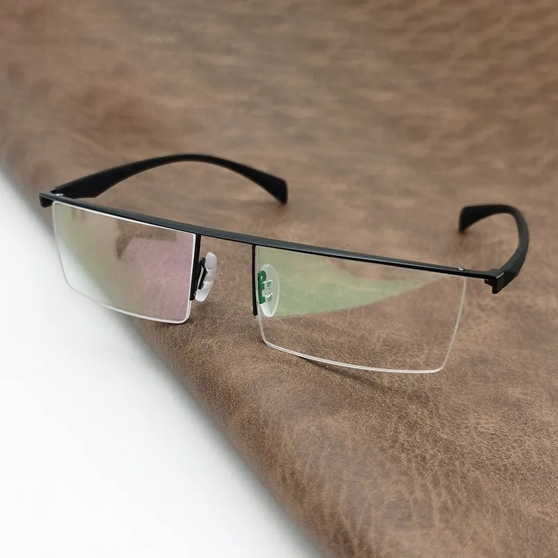 Cubojue Unisex Semi Rim Oversized Square Alloy Myopic Reading Glasses P8322