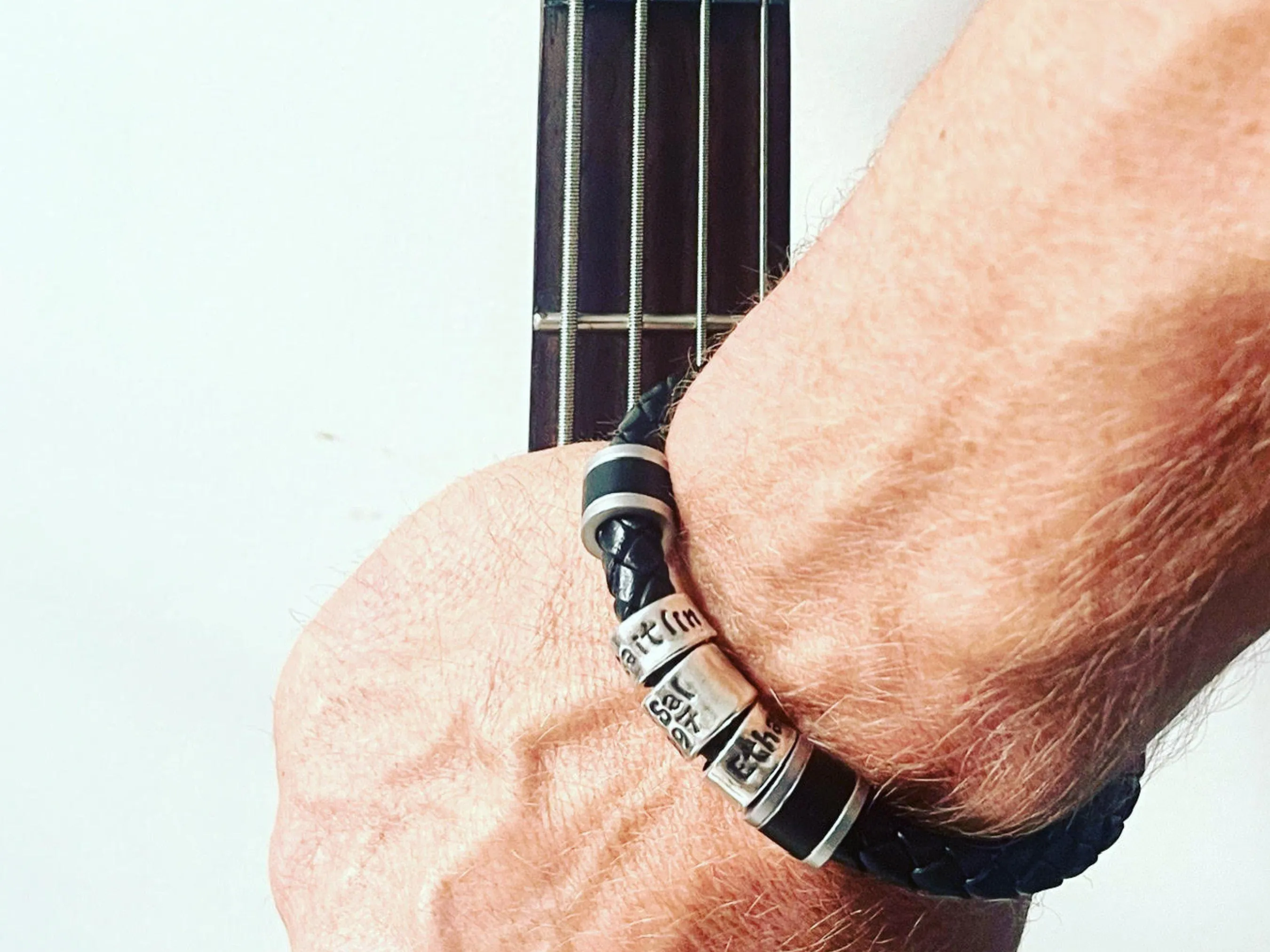 Custom Engraved Black Braided Leather Bracelet