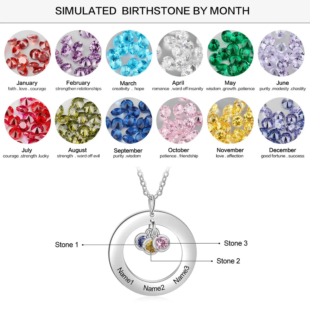 Custom Stainless Steel Birthstone Circle Necklace