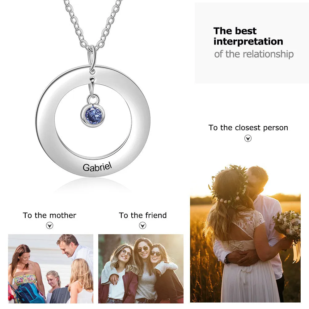 Custom Stainless Steel Birthstone Circle Necklace